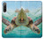 W1377 Ocean Sea Turtle Hülle Schutzhülle Taschen und Leder Flip für Sony Xperia 10 IV
