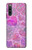 W3710 Pink Love Heart Hülle Schutzhülle Taschen und Leder Flip für Sony Xperia 10 IV