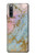 W3717 Rose Gold Blue Pastel Marble Graphic Printed Hülle Schutzhülle Taschen und Leder Flip für Sony Xperia 10 IV