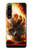 W0863 Hell Fire Skull Hülle Schutzhülle Taschen und Leder Flip für Sony Xperia 1 IV