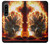 W0863 Hell Fire Skull Hülle Schutzhülle Taschen und Leder Flip für Sony Xperia 1 IV