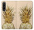 W3490 Gold Pineapple Hülle Schutzhülle Taschen und Leder Flip für Sony Xperia 1 IV