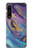 W3676 Colorful Abstract Marble Stone Hülle Schutzhülle Taschen und Leder Flip für Sony Xperia 1 IV