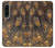 W3691 Gold Peacock Feather Hülle Schutzhülle Taschen und Leder Flip für Sony Xperia 1 IV