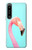 W3708 Pink Flamingo Hülle Schutzhülle Taschen und Leder Flip für Sony Xperia 1 IV