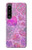 W3710 Pink Love Heart Hülle Schutzhülle Taschen und Leder Flip für Sony Xperia 1 IV