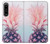 W3711 Pink Pineapple Hülle Schutzhülle Taschen und Leder Flip für Sony Xperia 1 IV