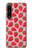 W3719 Strawberry Pattern Hülle Schutzhülle Taschen und Leder Flip für Sony Xperia 1 IV