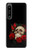 W3753 Dark Gothic Goth Skull Roses Hülle Schutzhülle Taschen und Leder Flip für Sony Xperia 1 IV