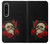 W3753 Dark Gothic Goth Skull Roses Hülle Schutzhülle Taschen und Leder Flip für Sony Xperia 1 IV