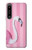 W3805 Flamingo Pink Pastel Hülle Schutzhülle Taschen und Leder Flip für Sony Xperia 1 IV