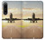 W3837 Airplane Take off Sunrise Hülle Schutzhülle Taschen und Leder Flip für Sony Xperia 1 IV