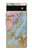W3717 Rose Gold Blue Pastel Marble Graphic Printed Hülle Schutzhülle Taschen und Leder Flip für Google Pixel 6a