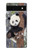 W3793 Cute Baby Panda Snow Painting Hülle Schutzhülle Taschen und Leder Flip für Google Pixel 6a