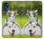 W3795 Kitten Cat Playful Siberian Husky Dog Paint Hülle Schutzhülle Taschen und Leder Flip für Motorola Moto G (2022)