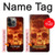 W3881 Fire Skull Hülle Schutzhülle Taschen und Leder Flip für iPhone 13 Pro
