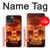 W3881 Fire Skull Hülle Schutzhülle Taschen und Leder Flip für iPhone 13 mini