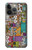 W3879 Retro Music Doodle Hülle Schutzhülle Taschen und Leder Flip für iPhone 13 Pro Max