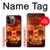 W3881 Fire Skull Hülle Schutzhülle Taschen und Leder Flip für iPhone 13 Pro Max