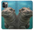 W3871 Cute Baby Hippo Hippopotamus Hülle Schutzhülle Taschen und Leder Flip für iPhone 12, iPhone 12 Pro