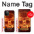 W3881 Fire Skull Hülle Schutzhülle Taschen und Leder Flip für iPhone 12, iPhone 12 Pro