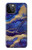 W3906 Navy Blue Purple Marble Hülle Schutzhülle Taschen und Leder Flip für iPhone 12, iPhone 12 Pro