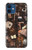 W3877 Dark Academia Hülle Schutzhülle Taschen und Leder Flip für iPhone 12 mini