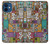 W3879 Retro Music Doodle Hülle Schutzhülle Taschen und Leder Flip für iPhone 12 mini
