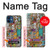 W3879 Retro Music Doodle Hülle Schutzhülle Taschen und Leder Flip für iPhone 12 mini