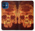 W3881 Fire Skull Hülle Schutzhülle Taschen und Leder Flip für iPhone 12 mini