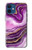 W3896 Purple Marble Gold Streaks Hülle Schutzhülle Taschen und Leder Flip für iPhone 12 mini