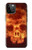W3881 Fire Skull Hülle Schutzhülle Taschen und Leder Flip für iPhone 12 Pro Max