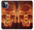 W3881 Fire Skull Hülle Schutzhülle Taschen und Leder Flip für iPhone 12 Pro Max