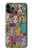 W3879 Retro Music Doodle Hülle Schutzhülle Taschen und Leder Flip für iPhone 11 Pro