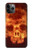 W3881 Fire Skull Hülle Schutzhülle Taschen und Leder Flip für iPhone 11 Pro