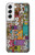 W3879 Retro Music Doodle Hülle Schutzhülle Taschen und Leder Flip für Samsung Galaxy S22