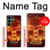 W3881 Fire Skull Hülle Schutzhülle Taschen und Leder Flip für Samsung Galaxy S22 Ultra