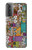 W3879 Retro Music Doodle Hülle Schutzhülle Taschen und Leder Flip für Samsung Galaxy S21 Plus 5G, Galaxy S21+ 5G