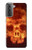 W3881 Fire Skull Hülle Schutzhülle Taschen und Leder Flip für Samsung Galaxy S21 Plus 5G, Galaxy S21+ 5G