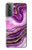 W3896 Purple Marble Gold Streaks Hülle Schutzhülle Taschen und Leder Flip für Samsung Galaxy S21 Plus 5G, Galaxy S21+ 5G