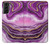 W3896 Purple Marble Gold Streaks Hülle Schutzhülle Taschen und Leder Flip für Samsung Galaxy S21 Plus 5G, Galaxy S21+ 5G