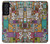W3879 Retro Music Doodle Hülle Schutzhülle Taschen und Leder Flip für Samsung Galaxy S21 FE 5G