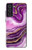 W3896 Purple Marble Gold Streaks Hülle Schutzhülle Taschen und Leder Flip für Samsung Galaxy S21 FE 5G