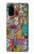 W3879 Retro Music Doodle Hülle Schutzhülle Taschen und Leder Flip für Samsung Galaxy S20