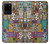 W3879 Retro Music Doodle Hülle Schutzhülle Taschen und Leder Flip für Samsung Galaxy S20 Plus, Galaxy S20+