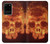 W3881 Fire Skull Hülle Schutzhülle Taschen und Leder Flip für Samsung Galaxy S20 Plus, Galaxy S20+