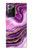 W3896 Purple Marble Gold Streaks Hülle Schutzhülle Taschen und Leder Flip für Samsung Galaxy Note 20 Ultra, Ultra 5G