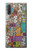 W3879 Retro Music Doodle Hülle Schutzhülle Taschen und Leder Flip für Samsung Galaxy Note 10