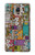 W3879 Retro Music Doodle Hülle Schutzhülle Taschen und Leder Flip für Samsung Galaxy Note 4