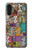 W3879 Retro Music Doodle Hülle Schutzhülle Taschen und Leder Flip für Samsung Galaxy A13 4G